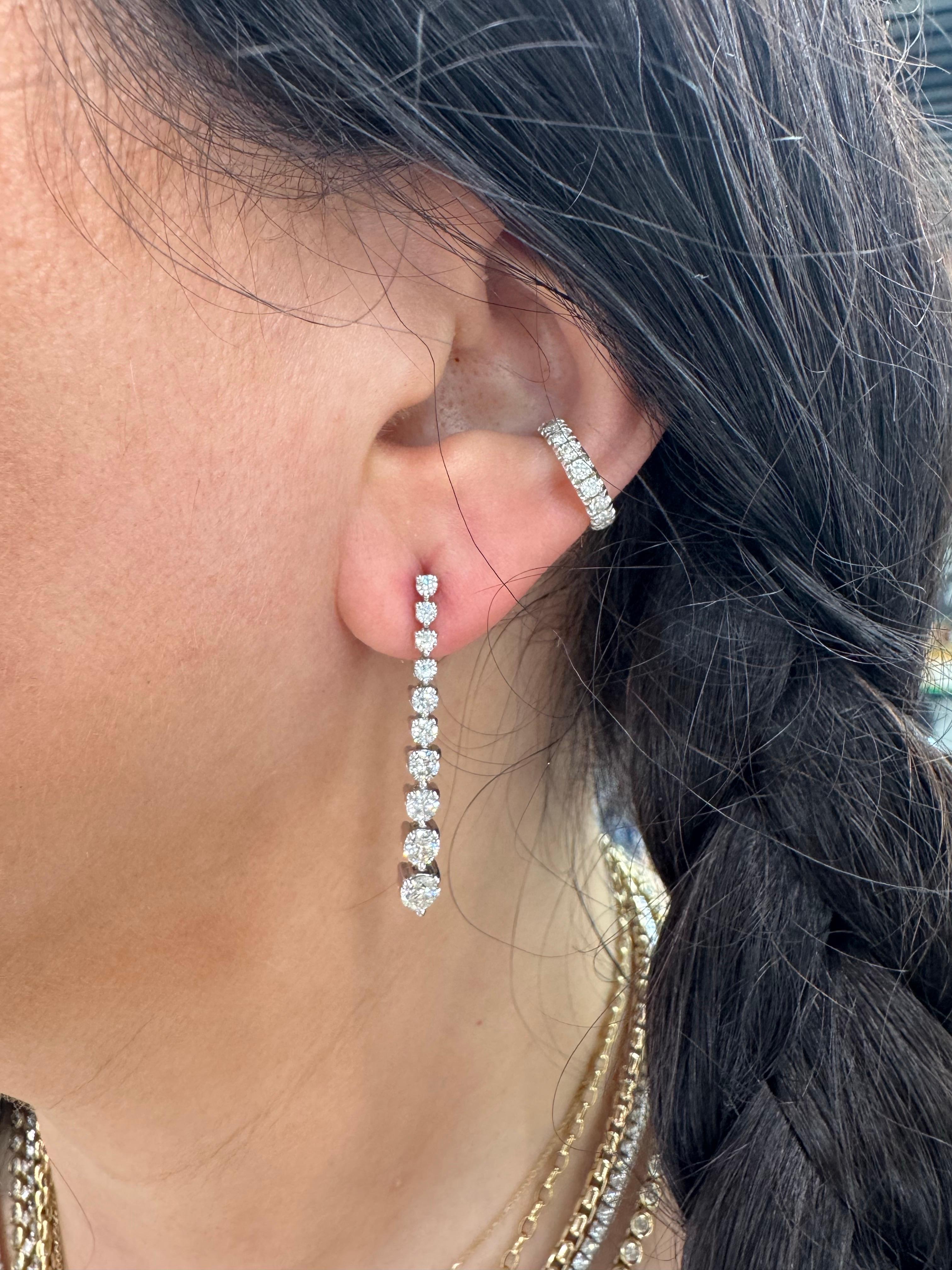De las mujeres Pendientes de Gota de Diamante Graduado 2 Quilates Oro Blanco 14 Kilates G-H VS2-SI1 en venta