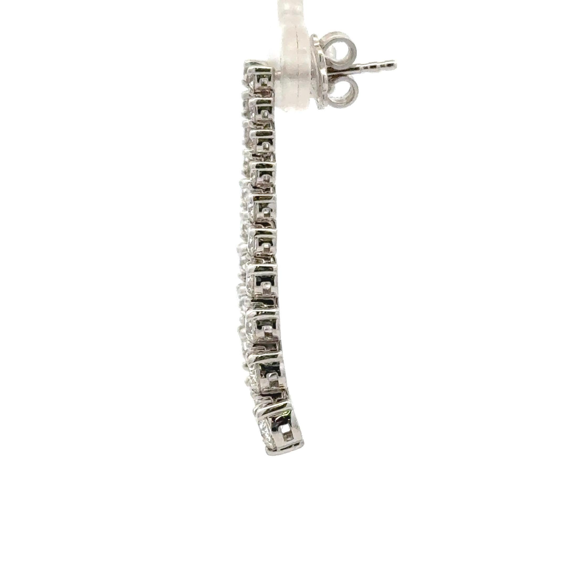 Pendientes de Gota de Diamante Graduado 2 Quilates Oro Blanco 14 Kilates G-H VS2-SI1 en venta 2