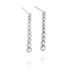 Graduated Diamond Earrings, White Gold, Tiffany Style 'Jazz'