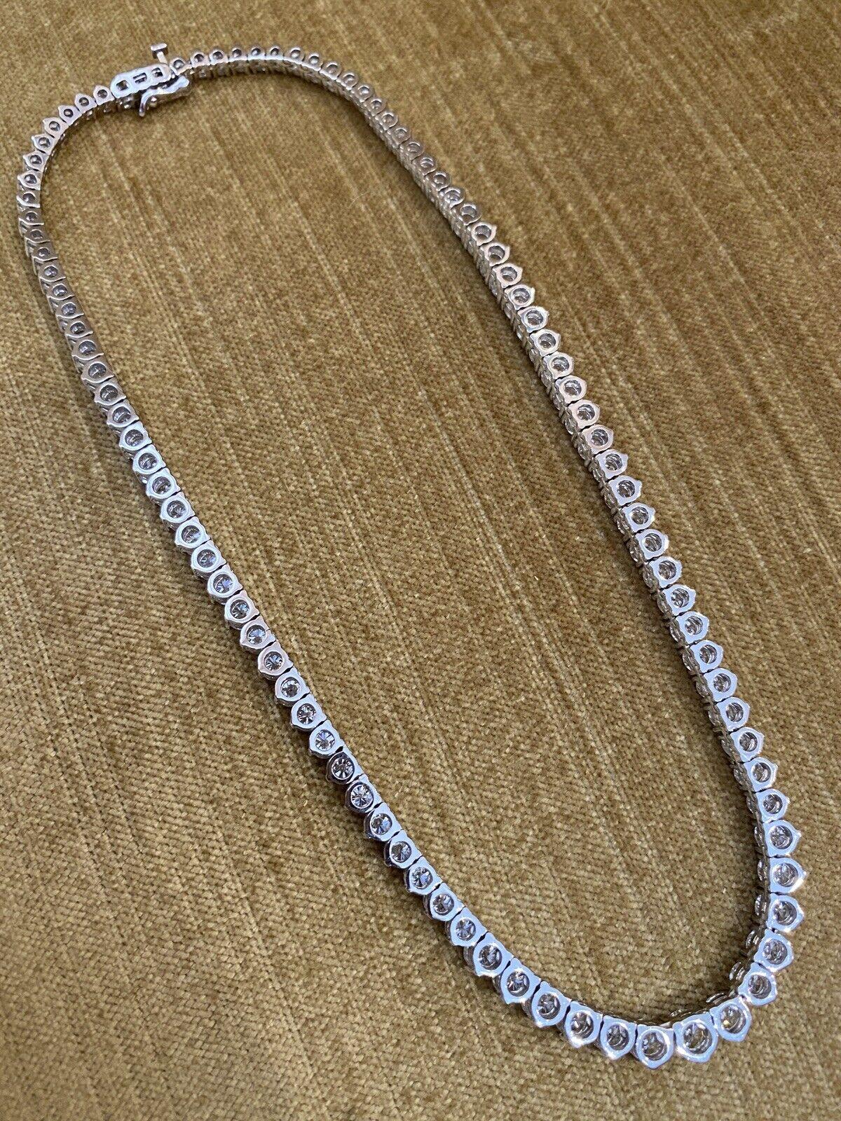 Women's Graduated Diamond Riviera Necklace 19.45 Carats in 14k White Gold 15 inches For Sale