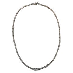 Graduated Diamond Riviera Necklace Set in Platinum 9.78 Carat Total Weight