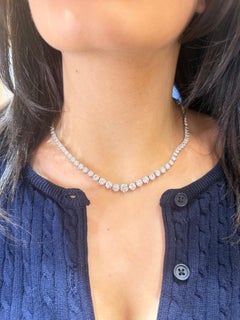 Formal Diamond Tennis Necklace Riviera 19.46ct Round Brilliant D-E-F Color