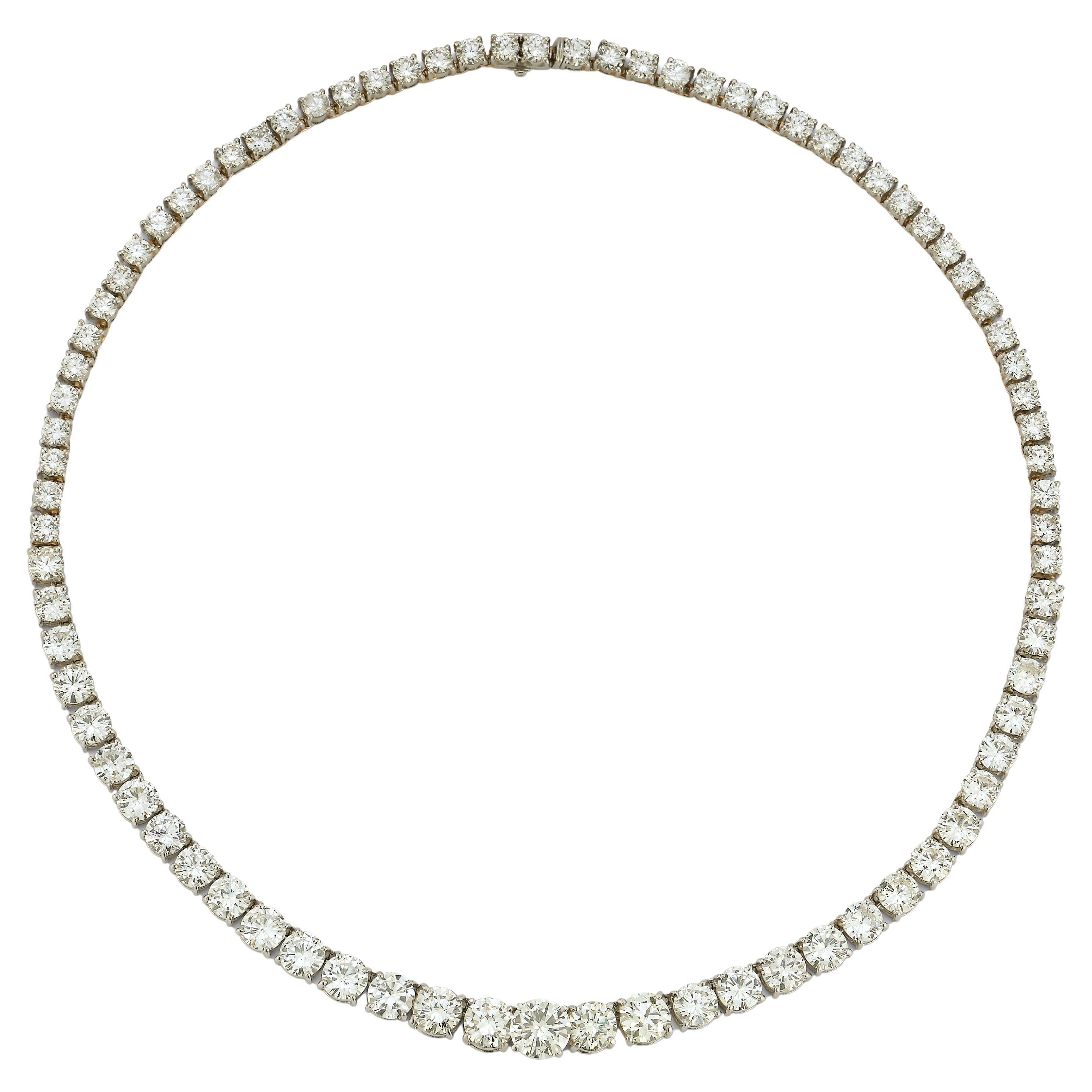 Graduierte Diamant-Rivière-Halskette im Angebot