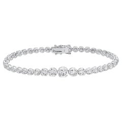 Graduated Diamond Riviere Tennis Bracelet 6.92 Carats 14K White Gold