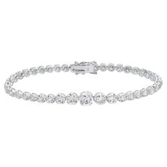 Graduated Diamond Riviere Tennis Bracelet 6.92 Carats 14K White Gold