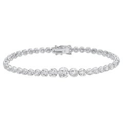 Graduated Diamond Riviere Tennis Bracelet 6.92 Carats 14K White Gold