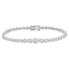 Graduated Diamond Riviere Tennis Bracelet 6.92 Carats 14K White Gold