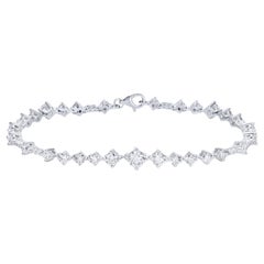 Abgestuftes Diamant-Tennisarmband, Rundschliff 3,6 Karat insgesamt 18K Weißgold