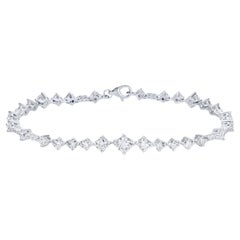 Abgestuftes Diamant-Tennisarmband, Rundschliff 3,6 Karat insgesamt 18K Weißgold