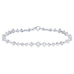 Graduated Diamond Tennis Bracelet Round Cut 3.6 Carats Total 18K White Gold