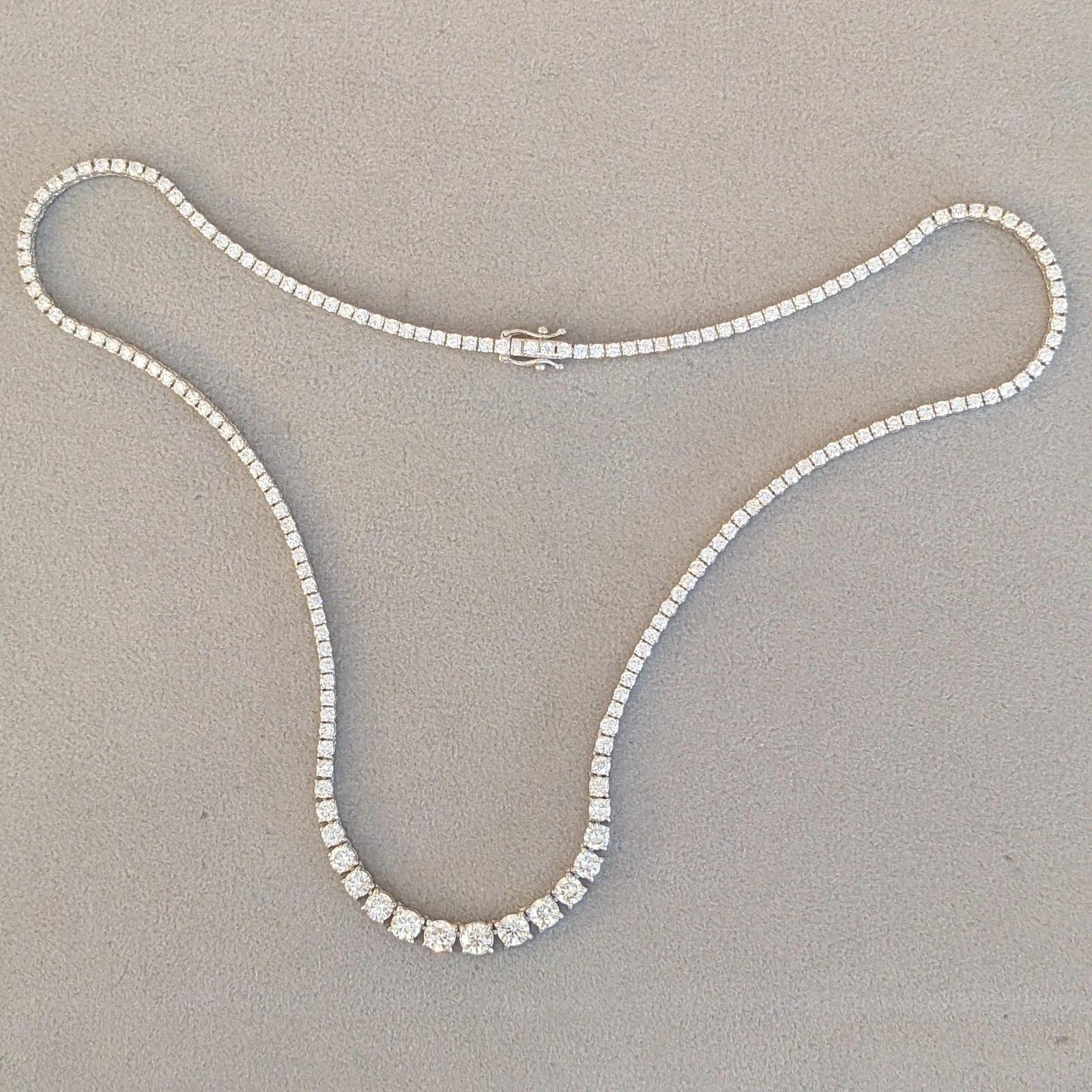 De las mujeres Collar de Tenis de Diamantes Graduados 8,50 cttw en Oro Blanco de 18k