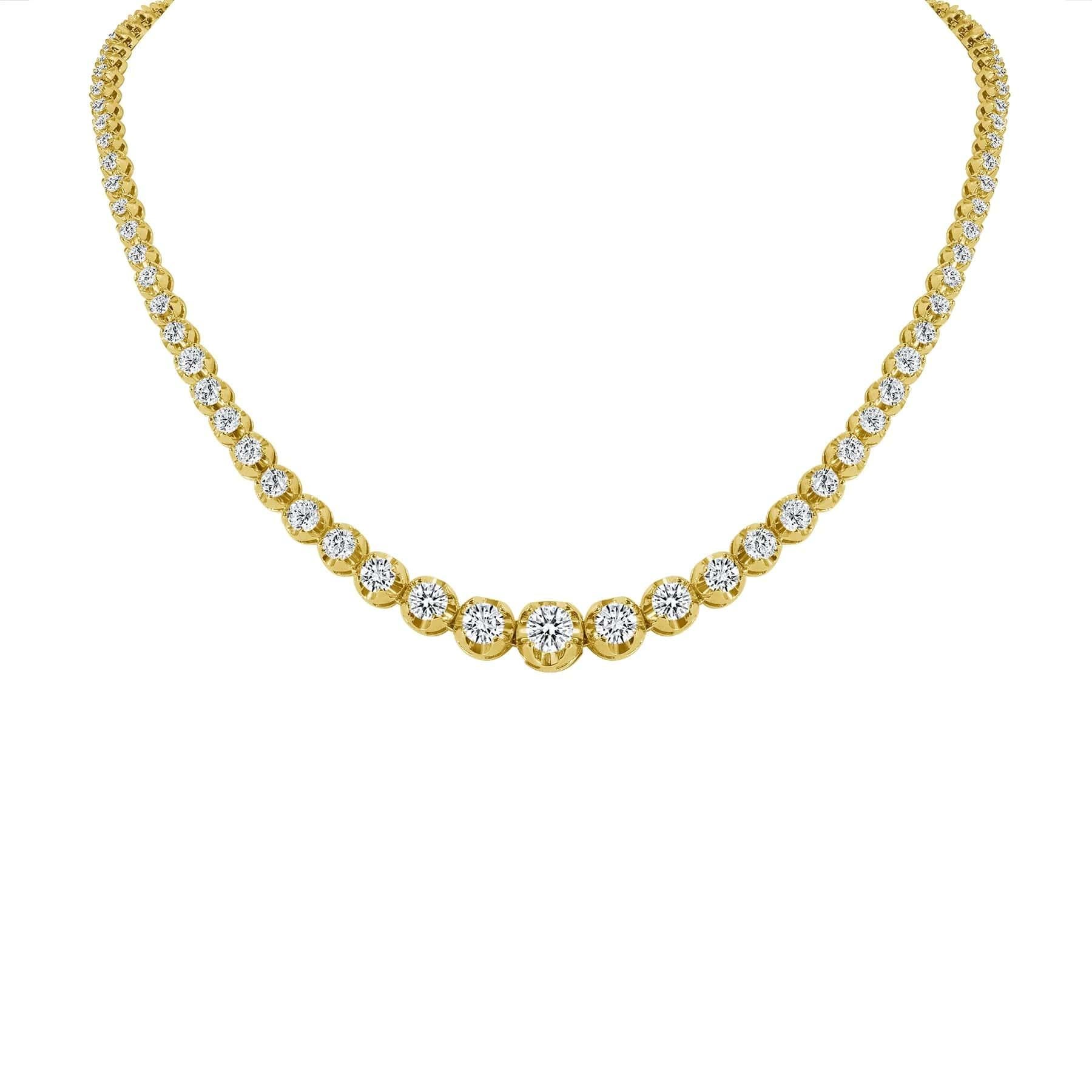Necklace is crafted with precision, offering a seamless illusion setting that enhances the brilliance of each diamond. Made from 14k gold, it radiates timeless elegance, perfect for both everyday luxury and special occasions. Available in white,
