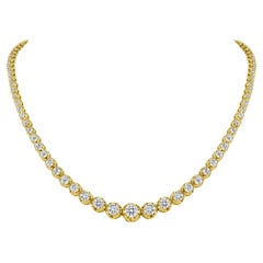 Abgestufte Illusion-Halskette aus 14K Gelbgold mit Tennis-Halskette