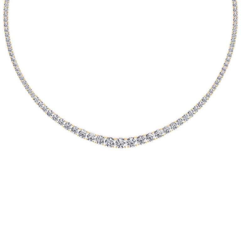 7.27 Graduated Diamond Tennis Necklace 14k Yellow Gold by Gem Jewelers