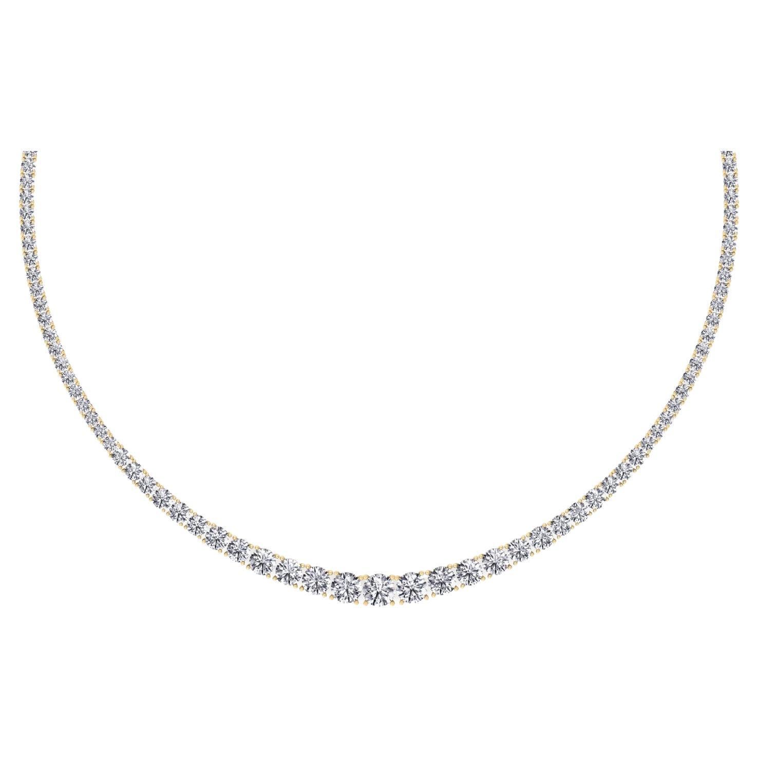 7.27 Graduated Diamond Tennis Necklace 14k Yellow Gold by Gem Jewelers Co