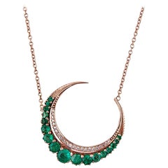 Graduated Emerald Crescent Moon Necklace