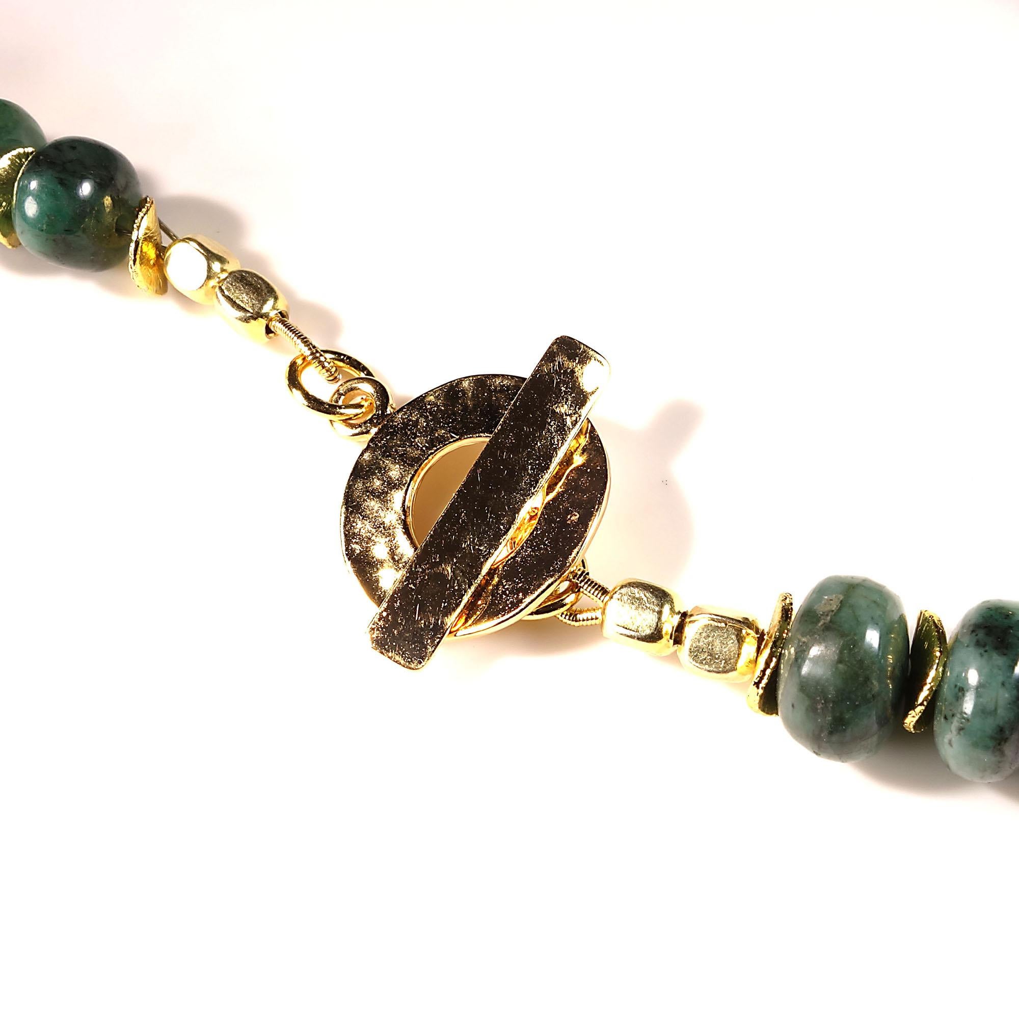 Graduated Emerald Rondel Choker Necklace with Gold Vermeil Clasp 1