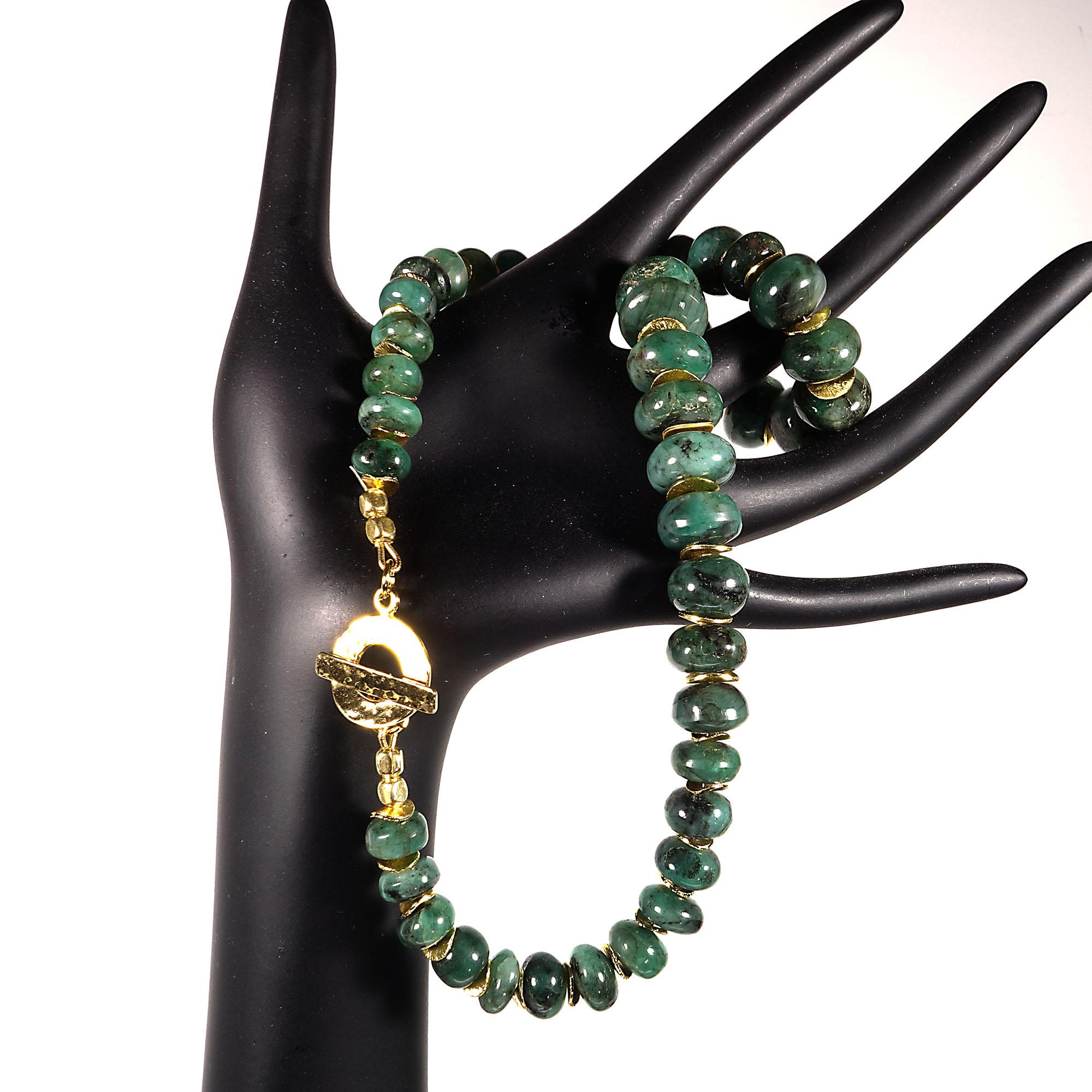 Graduated Emerald Rondel Choker Necklace with Gold Vermeil Clasp 5