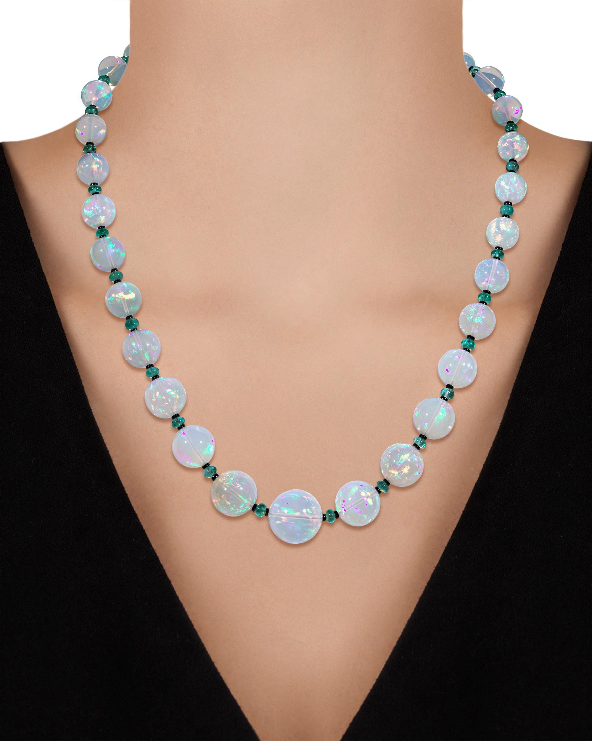 Bead Graduated Ethiopian Opal Necklace, 436.00 Carats For Sale