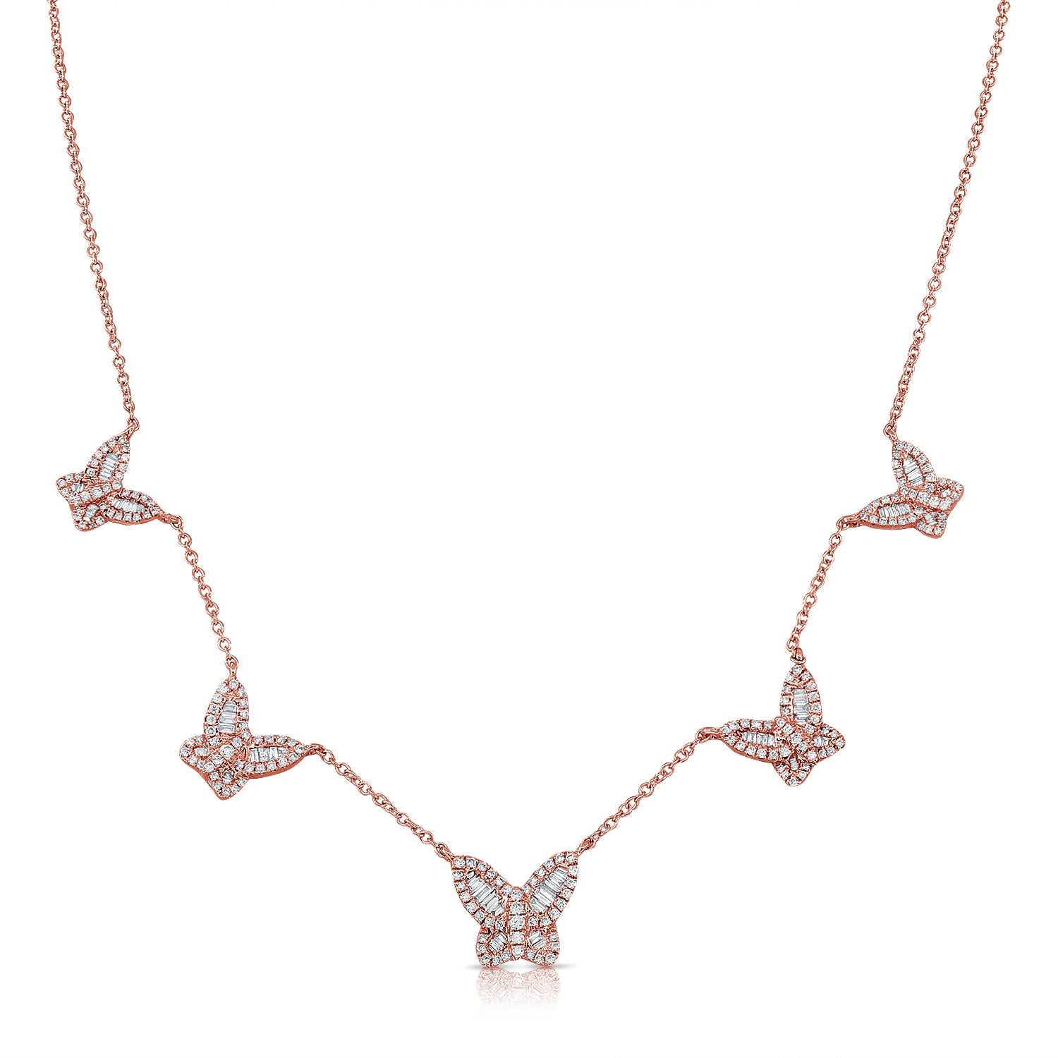 Collier papillon à cinq chaînes graduées en or blanc 14 carats de 0,77 carat en vente 3