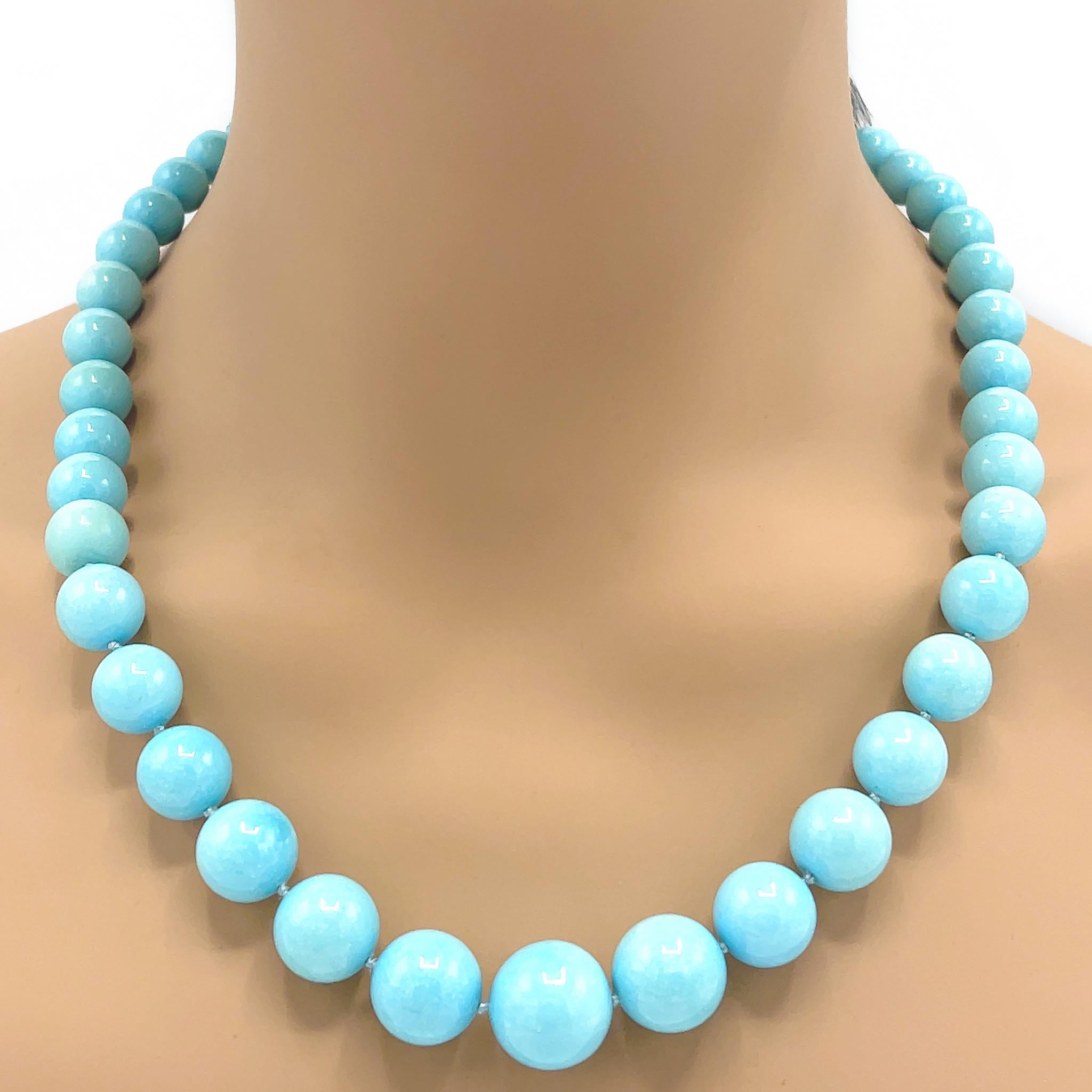 Bead Turquoise Graduated Turquoise Necklace - GIA Certified Robins Egg Blue