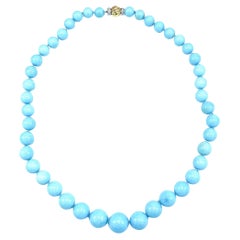  Turquoise Graduated Turquoise Necklace - GIA Certified Robins Egg Blue