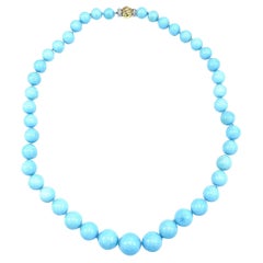 Turquoise Graduated Turquoise Necklace - GIA Certified Robins Egg Blue