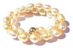 Graduated Golden South Sea Pearl and 9 Carat Yellow Gold Necklace