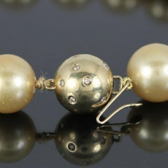 Graduated Golden South Sea Pearl and Diamond Bead Necklace