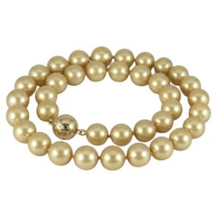 Graduated Golden South Sea Pearl and Diamond Bead Necklace