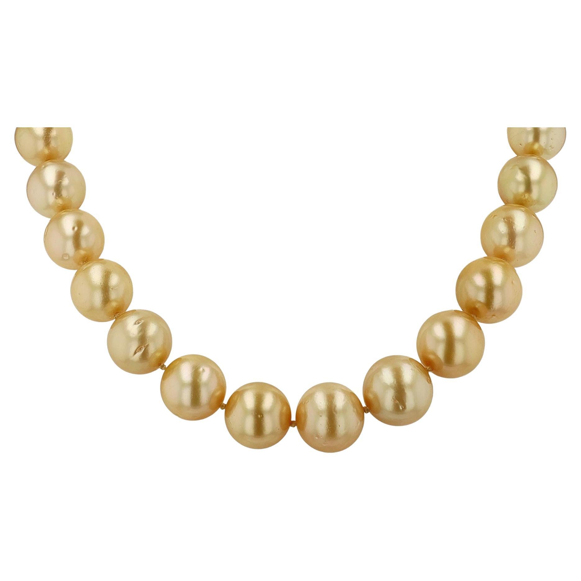 14k Golden South Seas Pearl Necklace at 1stDibs