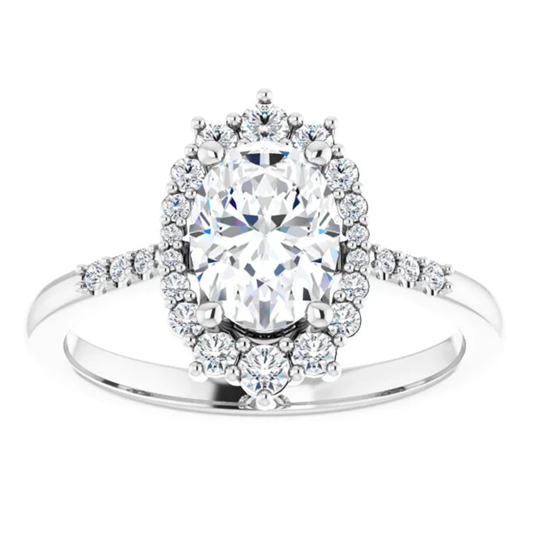 Graduated Halo GIA Certified Oval Cut Diamond Wedding Engagement Ring ...
