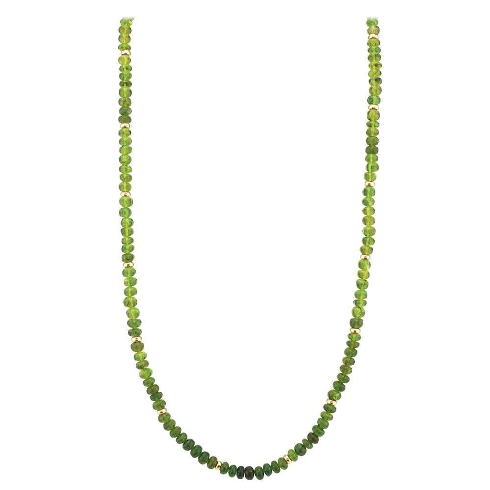 Graduated Vesuvianite (Idocrase) Bead Necklace with 18k Yellow Gold Accents