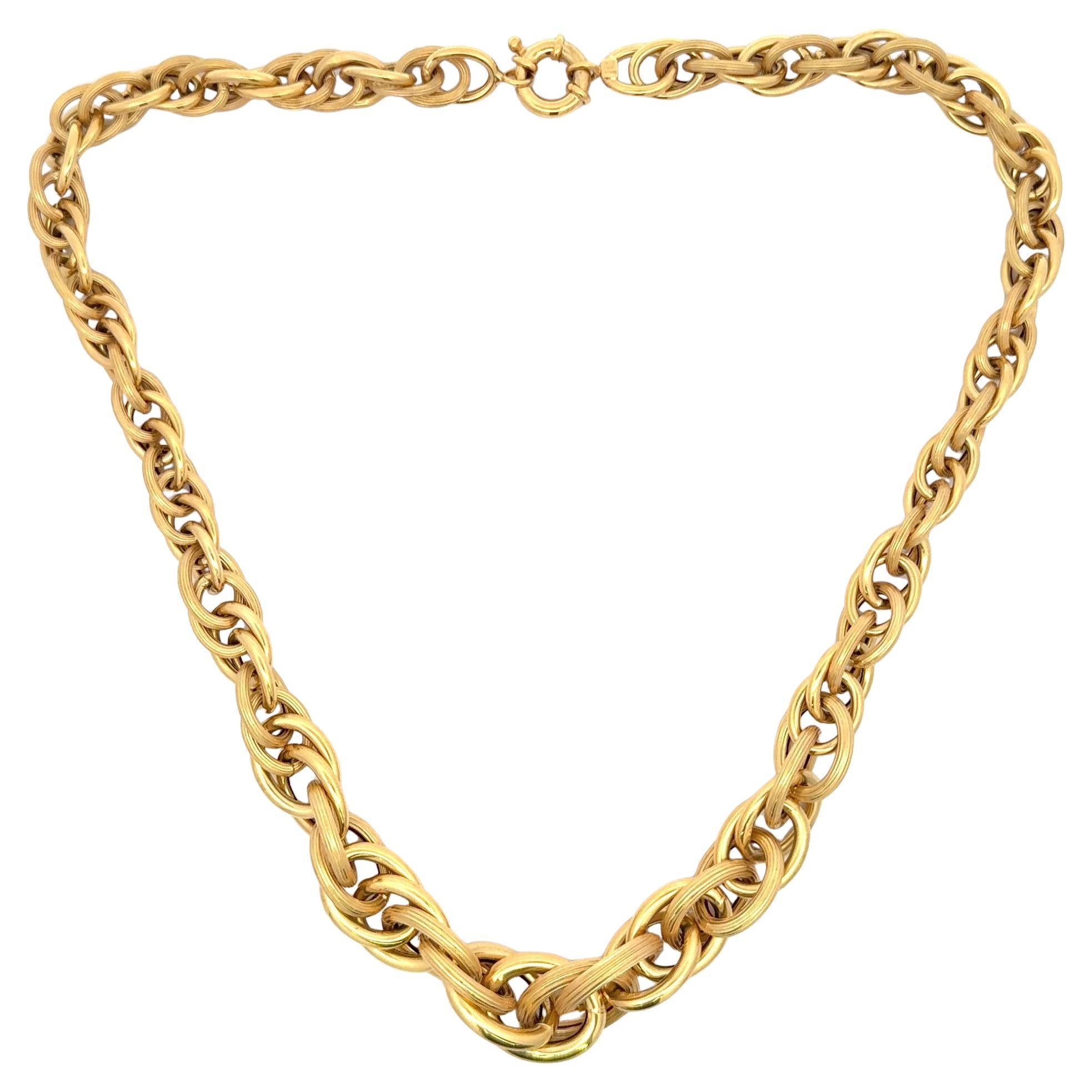 Graduated Interlocking Textured & Polished Link Necklace 23 Grams 17 Inches 14KT