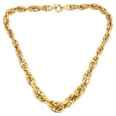Graduated Interlocking Textured & Polished Link Necklace 23 Grams 17 Inches 14KT