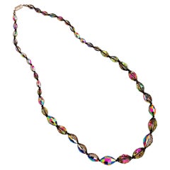 Graduated Iridescent Crystal Beaded Necklace, 1950s