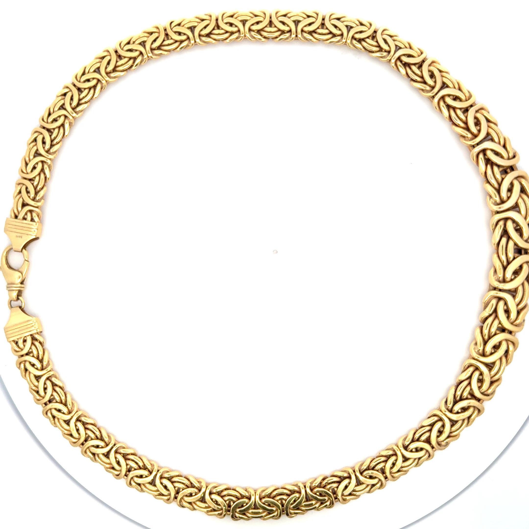 Abgestufte große byzantinische Gliederhalskette 14 Karat Gelbgold 41.1 Gramm 20,5
