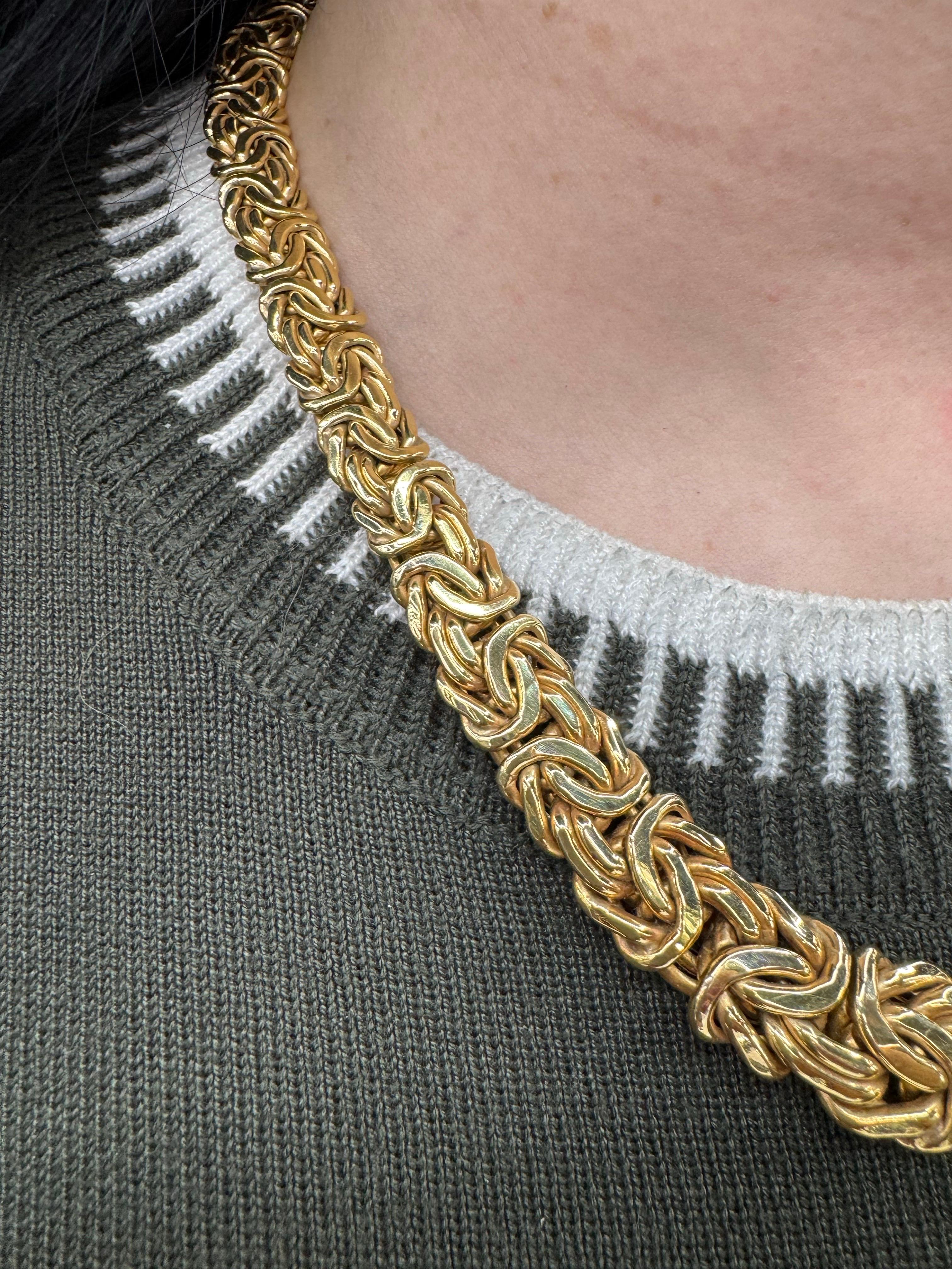 Collier à larges maillons byzantins en or jaune 14 carats 41,1 grammes 20,5 pouces en vente 2