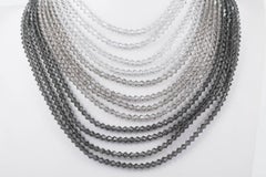 Graduated light to dark grey crystal multi strand necklace, Austrian, 1960s