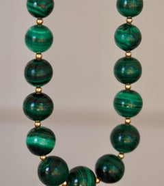 Graduated Malachite Bead Necklace Accented by Gold Filled Beads