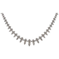 Graduated Marquise and Round Diamond Necklace