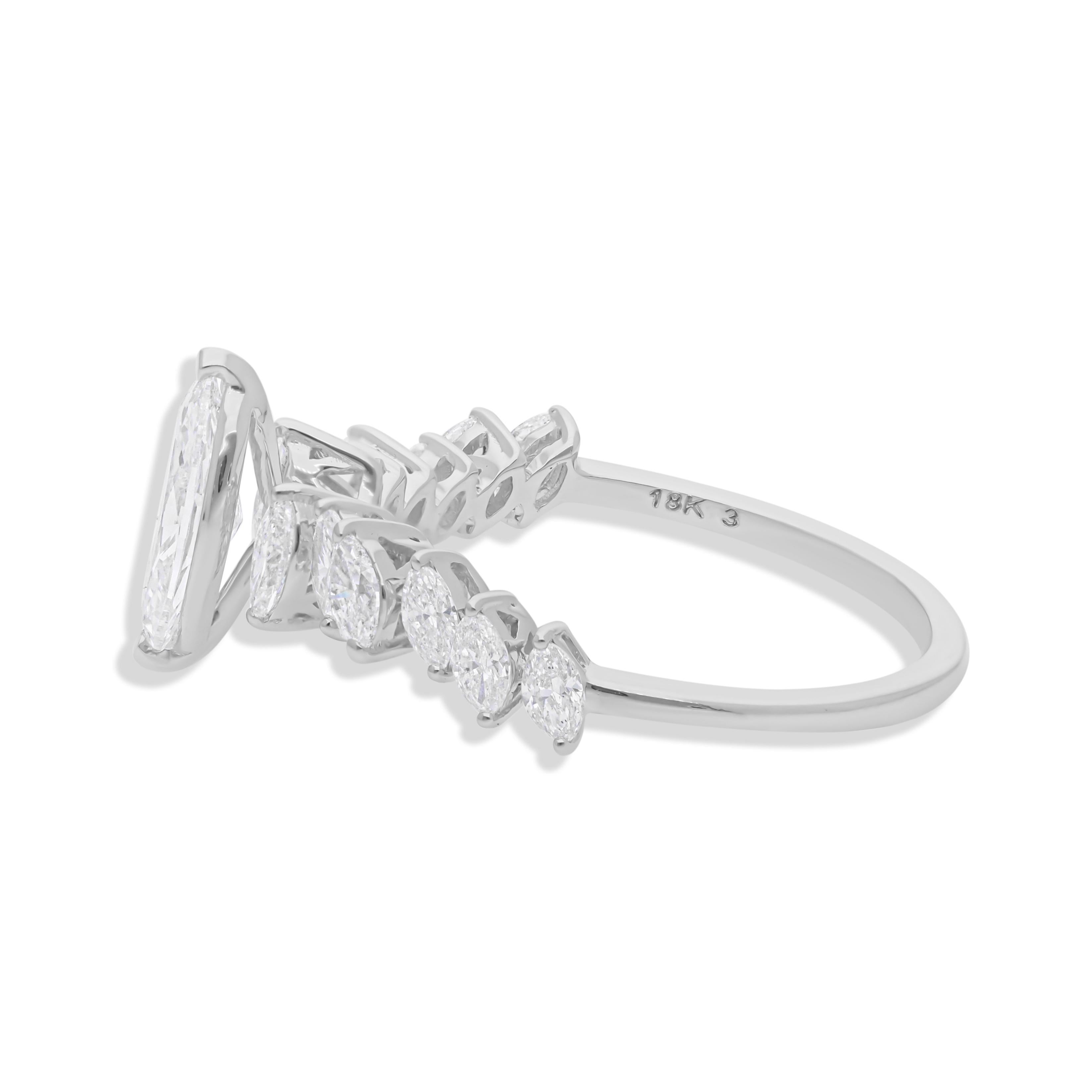 in vendita:  Anello di fidanzamento con diamante Marquise graduato SI/HI da 1,31 carati, oro bianco 14k 6