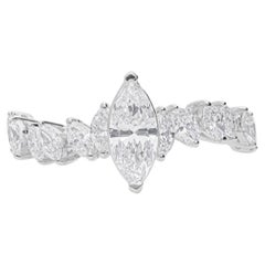 Anello di fidanzamento con diamante Marquise graduato SI/HI da 1,31 carati, oro bianco 14k