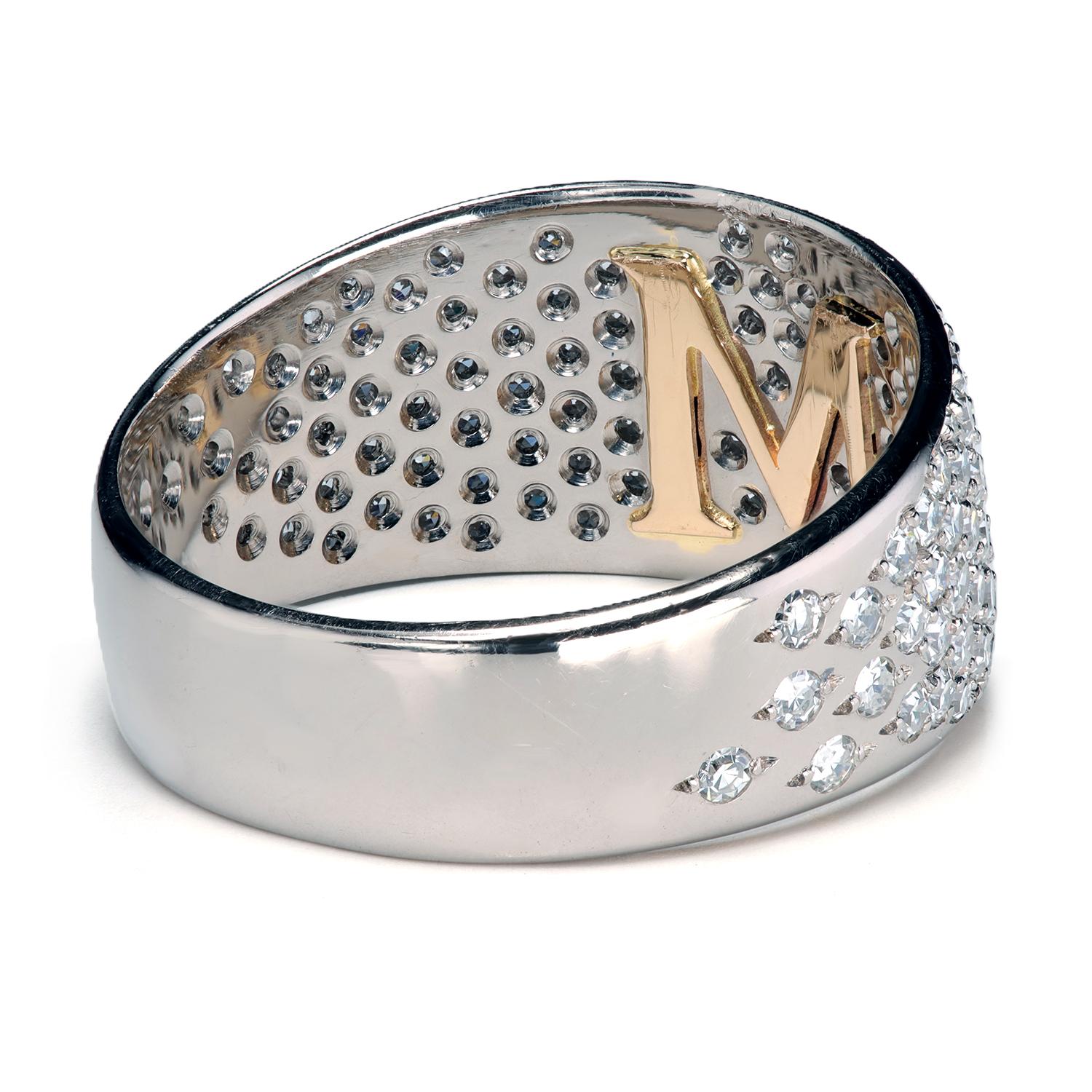 Contemporary Graduated Micro-Pave Wedding Band For Sale