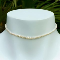 Graduated Natural Pearl Knotted Necklace with Silver Plated Clasp