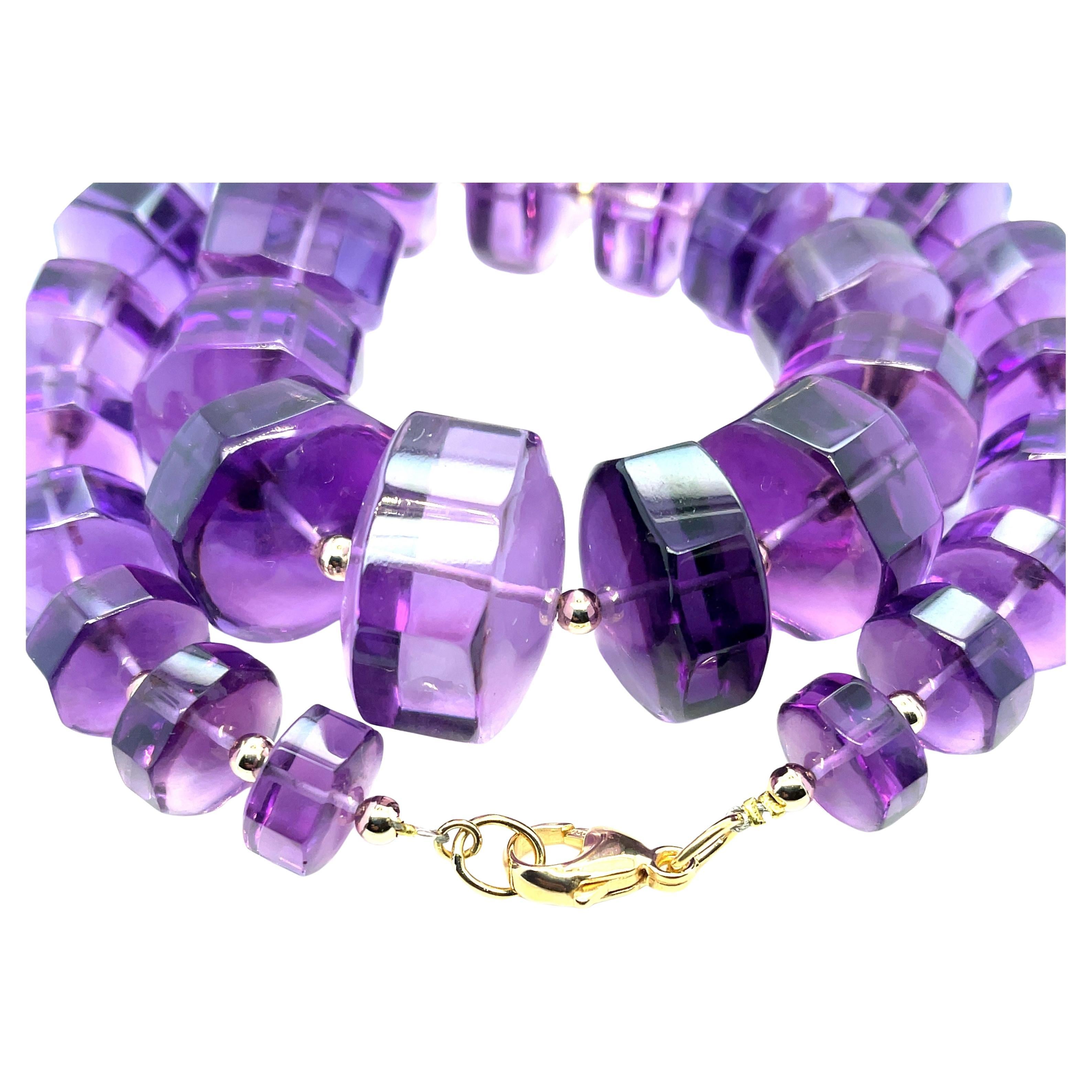 Artisan Collier Rondel octogonal gradué en or jaune 14 carats et 18 carats en vente