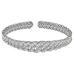 Used  Graduated Pave Chain Link White Gold Cuff Bracelet