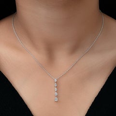 Graduated Pear-Cut SI/HI Diamonds Dainty Y-Shaped Drop Necklace 18k White Gold