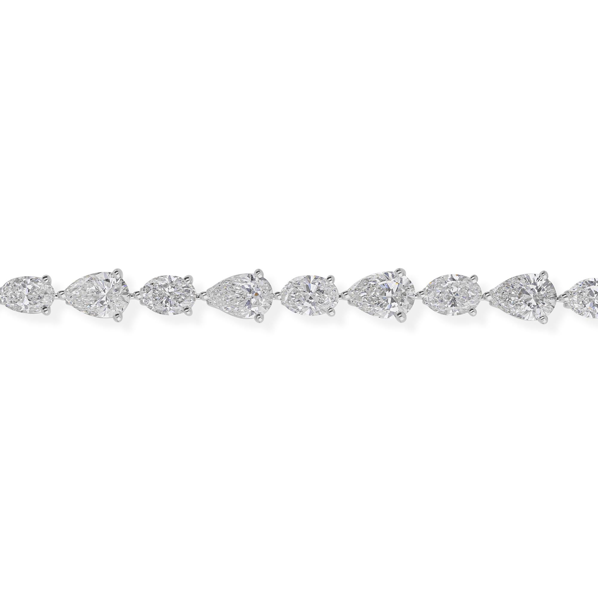 Pera Graduada Ovalada 10.55Ct Diamantes Pulsera Tenis Oro 14 Kilates Joyería Fina Corte mixto en venta