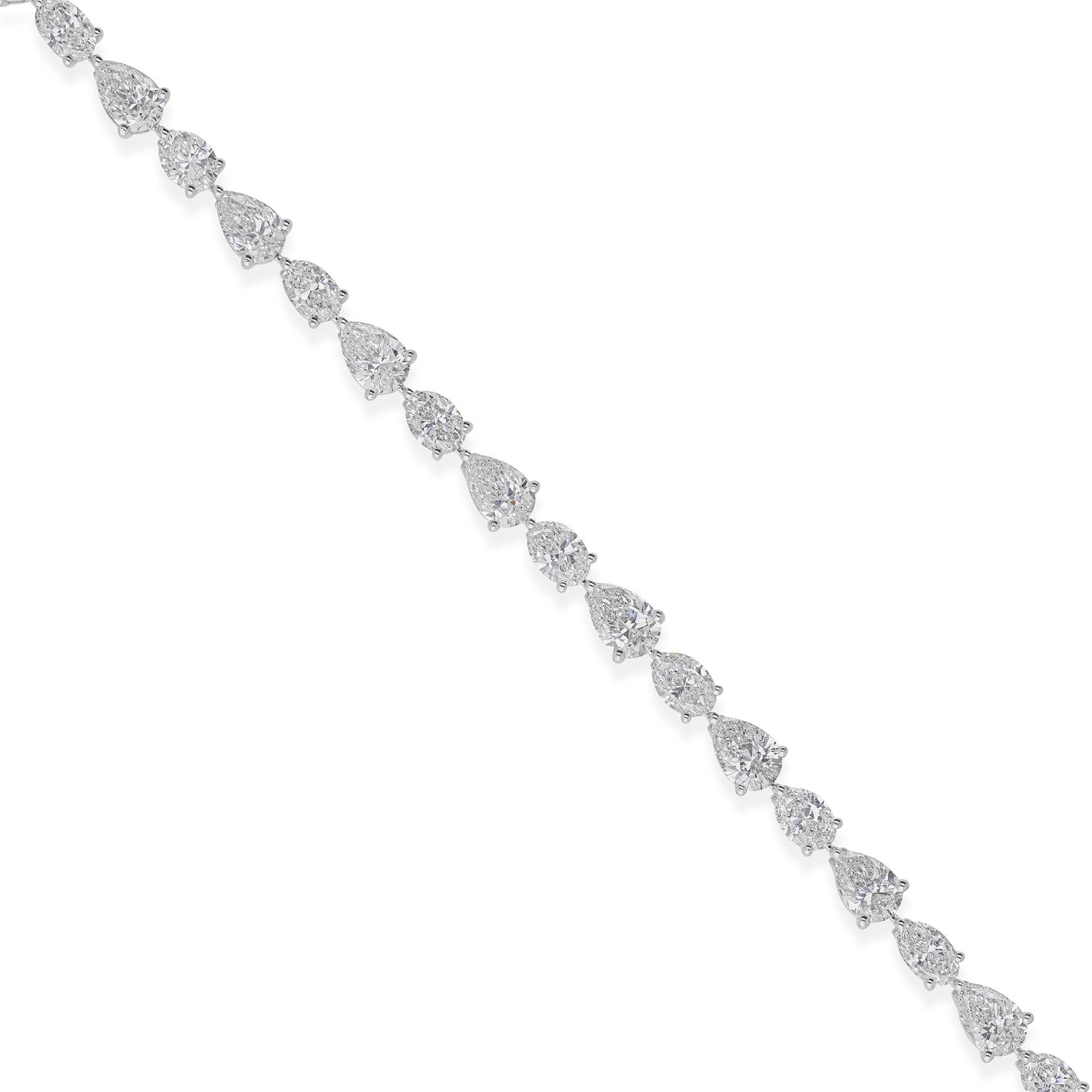 Pera Graduada Ovalada 10.55Ct Diamantes Pulsera Tenis Oro 14 Kilates Joyería Fina en Nuevo estado para la venta en Diera, Dubai